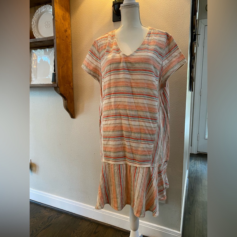 Caslon Women’s XXL drop waist ruffle bottom linen blend dress - Nordstrom